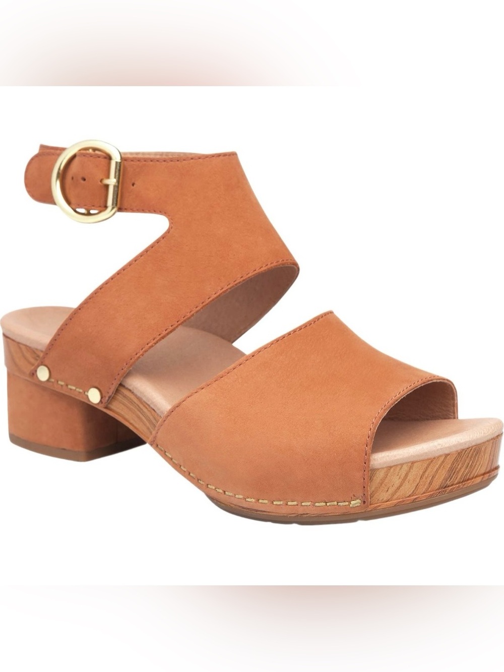 Hippie BOHO Dansko Minka Women's Cognac Leather Open-Toe Low Block Heel Sandals
